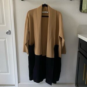 Zara Camel Coloblock Cardigan/Coat